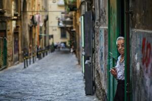 Street of Naples with man