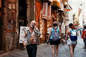 Street of Naples with people